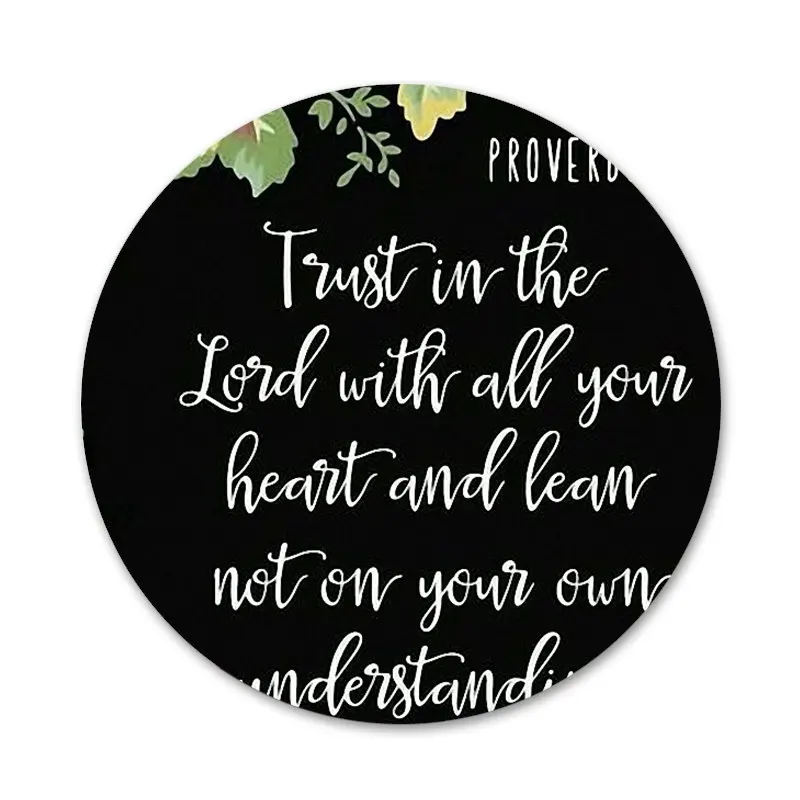 

58mm bible verses Flower Pattern Badge Brooch Pin Accessories For Clothes Backpack Decoration gift