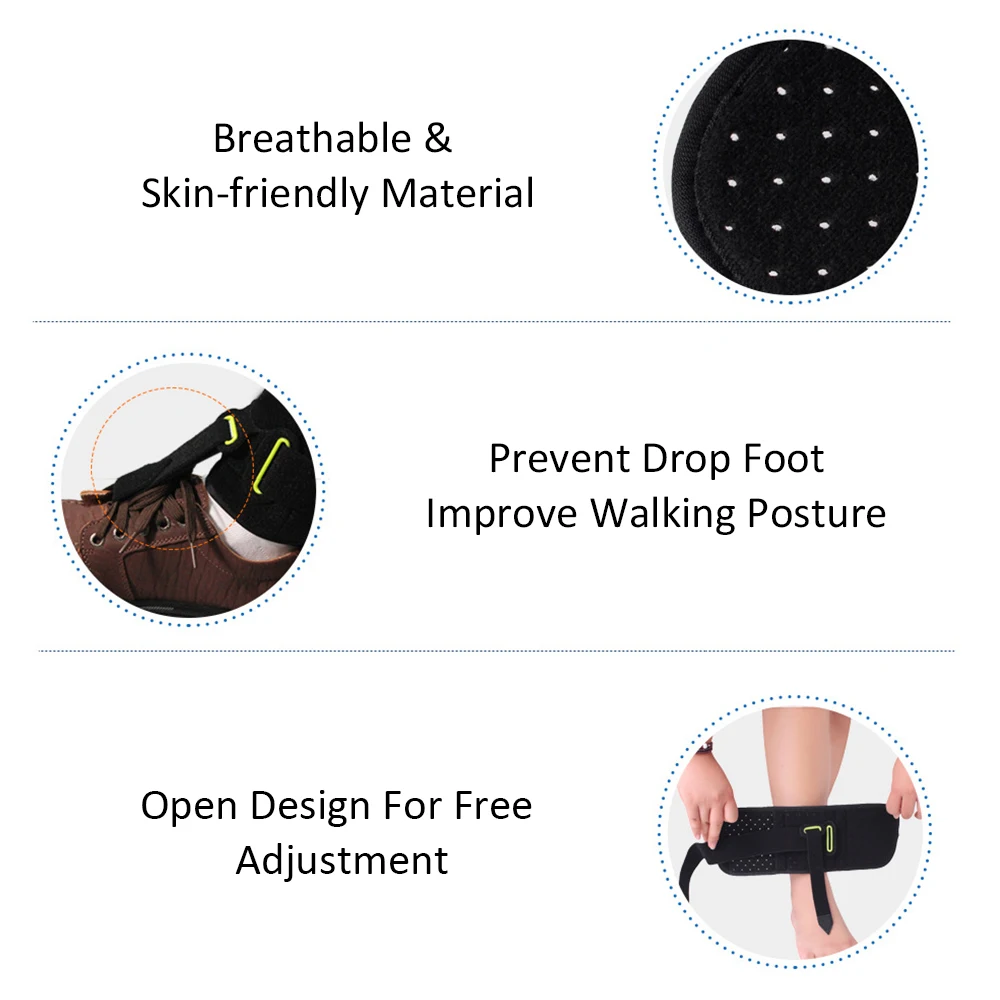 

1 Pc Adjustable Ankle Foot Support Brace Correction Plantar Fasciitis Foot Drop Orthosis Stabilizer Pain Relief Orthotics