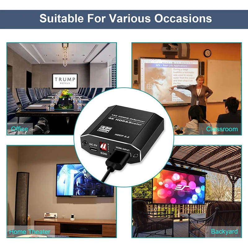 Hdmi сплиттер 1 в 2 выхода 4K 1x2 HDCP2.2 3D усилитель сигнала мощности с аудио