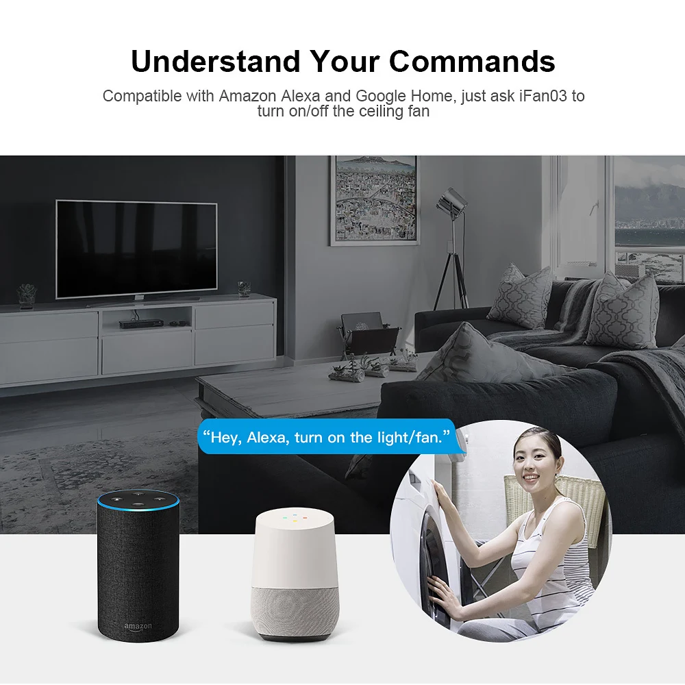 Умный потолочный вентилятор SONOFF IFAN03/RM433 с Wi Fi и диммером со светодиодсветильник