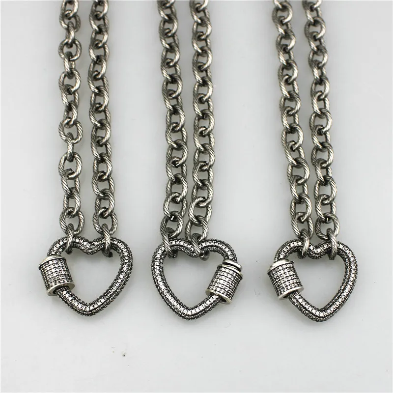 16 дюймов 2 шт./лот Новый Дизайн Старинная застежка cz ожерелье компонент застежки