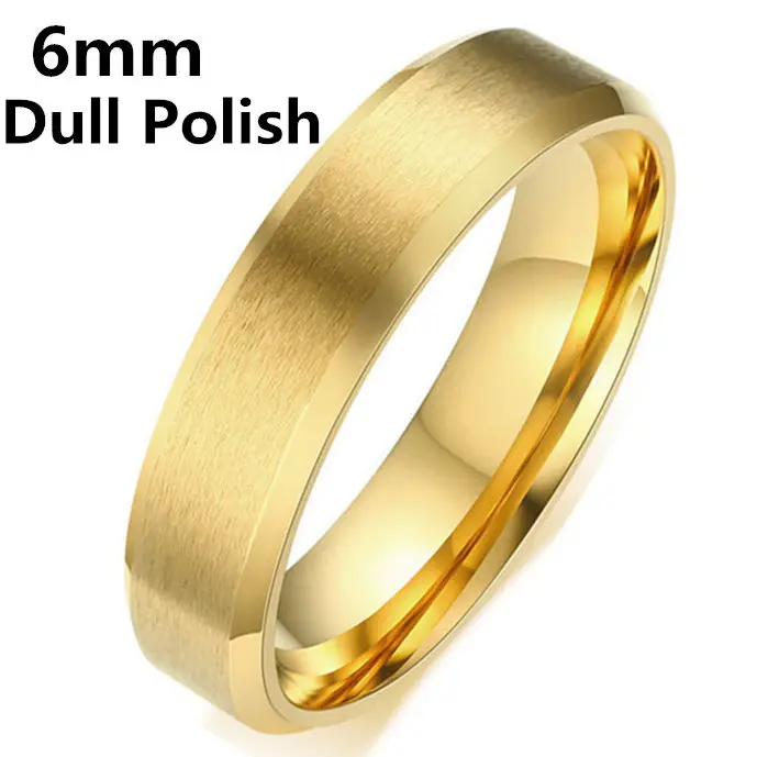 6mm Dull Gold 4 мм яркое Полированное серебряное титановое кольцо для мужчин и женщин - Цвет основного камня: 6mm Dull Gold