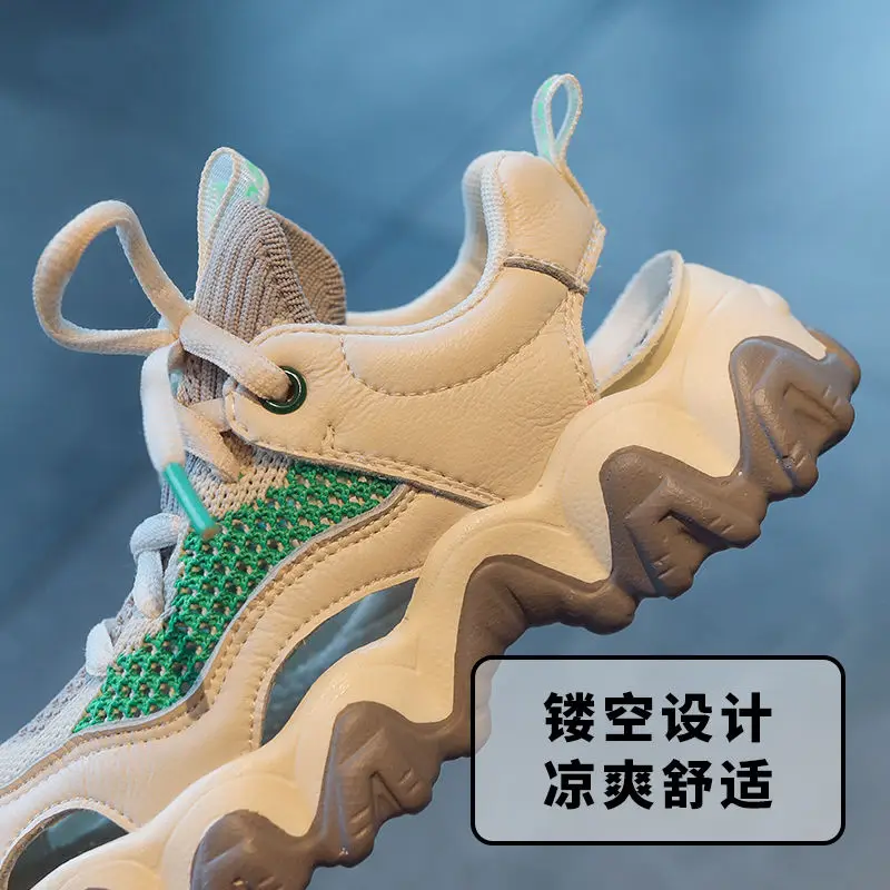 

Children's Sandals 2021 Summer New Girls Shoes Hollow Mesh Non-slip Sneakers Boys Breathable Shoes