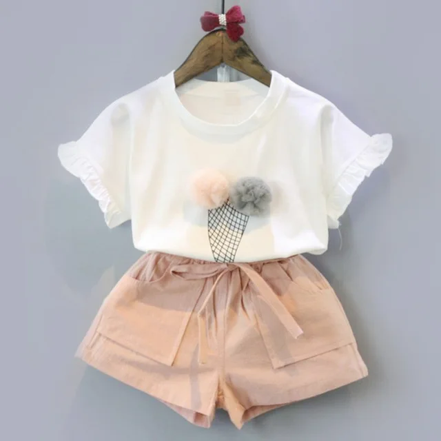 

2020 хлопковый комплект одежды для девочек, Летний жилет, Детский комплект из двух предметов без рукавов, модная одежда для девочек, костюм, по...