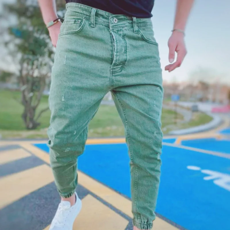 Men's Jeans Fashion Casual Sports Pants Mens Plus Size Pencil Pants Shrink Elastic Jean for Man Slim Trousers Skinny Jeans Men