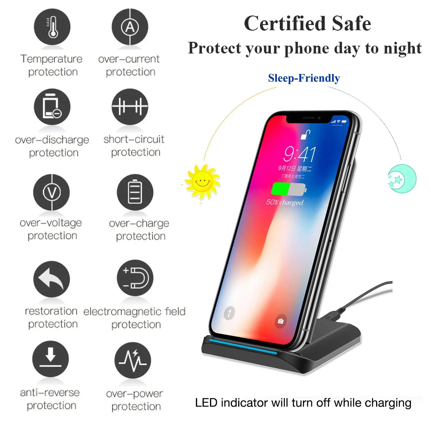 Беспроводное зарядное устройство 10 Вт с сертификатом Qi для Blackview BV9900 BV9800 BV9700 BV9600E