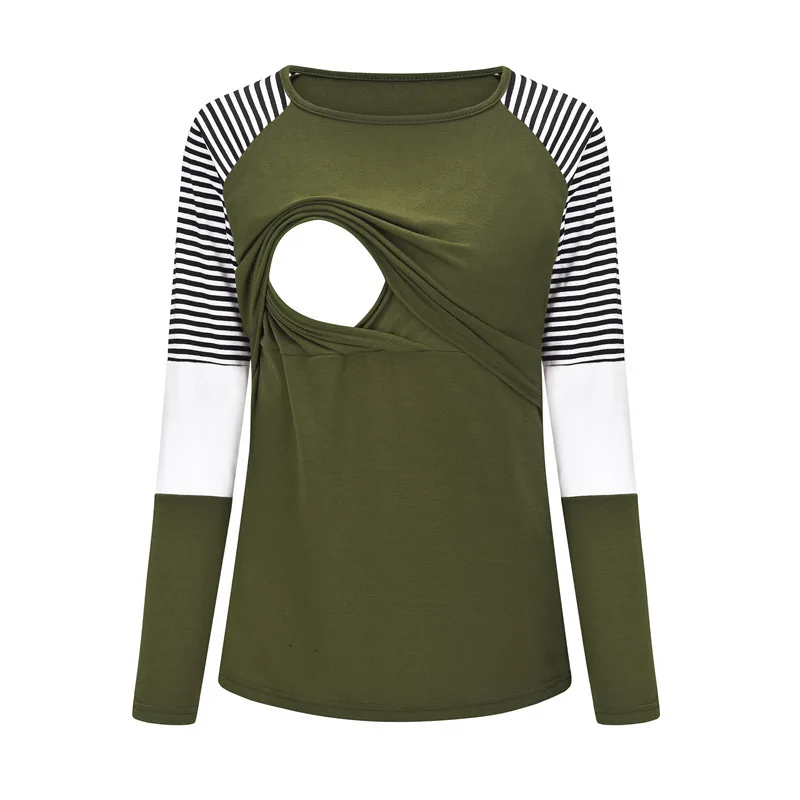 В полоску Одежда для беременных Беременность с длинным рукавом Для женщин Блуза