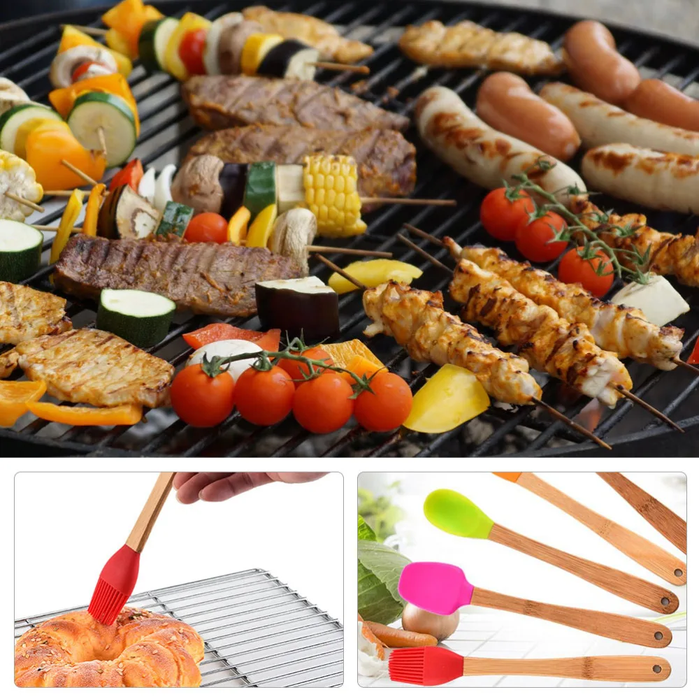 

1 Set of 5 Pcs Silicone Spatulas Scrapers Spoon Oil Brushes Cake Cream Spatulas