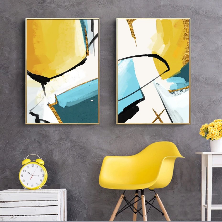 

Minimalism Hand-painted Geometric Abstract Graphics Color Block Line Canvas Decorative Painting Living Room Corridor Art Decorat