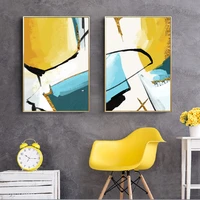 minimalism hand painted geometric abstract graphics color block line canvas decorative painting living room corridor art decorat