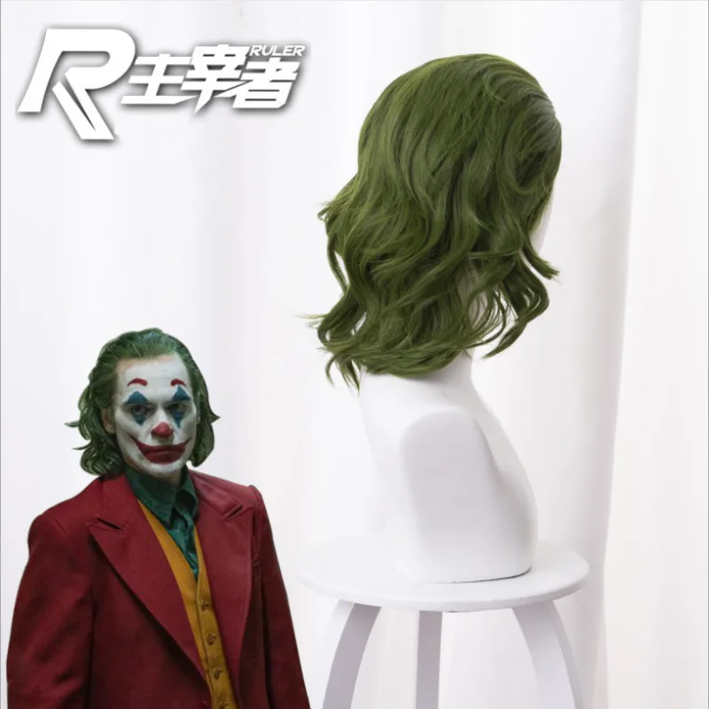 

Joker Origin Movie Clown Joker Wig Cosplay Costume Joaquin Phoenix Arthur Fleck Curly Green Heat Resistant Synthetic Hair