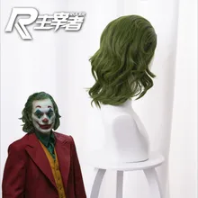 Perruque de Cosplay synthétique bouclée verte résistante à la chaleur, perruque Joker Clown, Costume de Cosplay