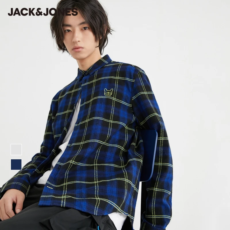 

JackJones Men's 100% Cotton Contrasting Plaid Pattern Casual Long-sleeved Shirt | 220405022
