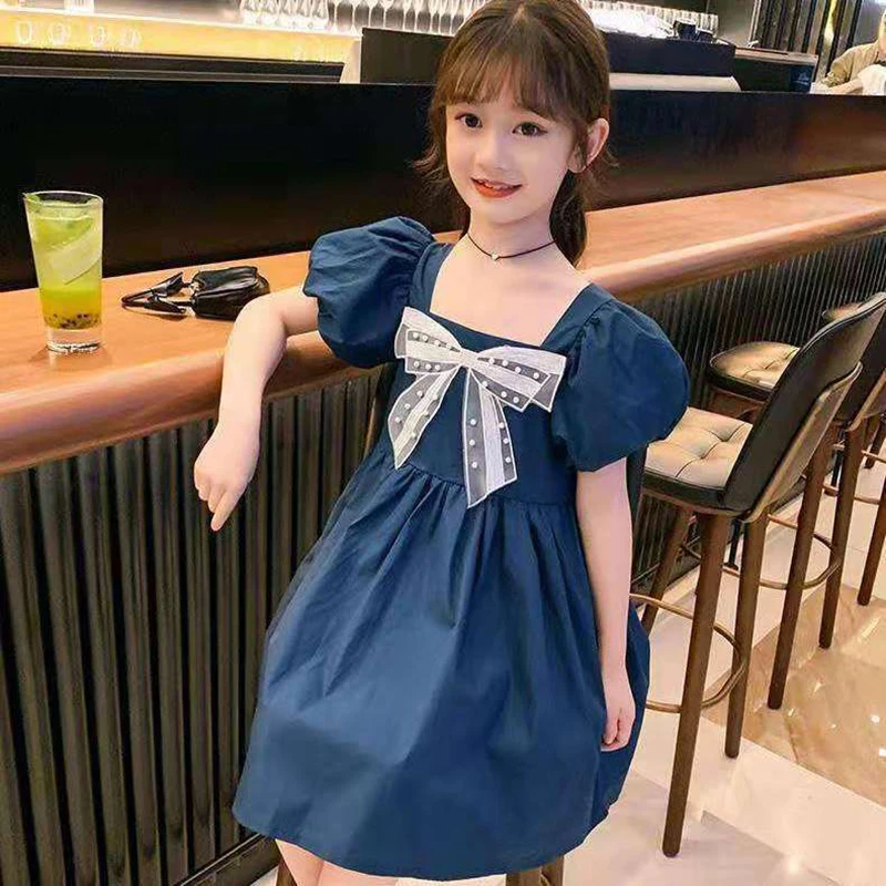 

Children Clothing From 2 To 7 Years Summer Korean Fashion Girls Baby Bowknot Princess Dress Birthday Party Evening Outfit Casual