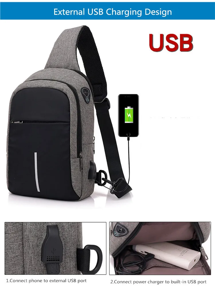 UOSC маленькая USB зарядка Одна сумка на плечо мужские сумки-мессенджеры мужские водонепроницаемые нагрудные сумки на лямках новые сумки через плечо