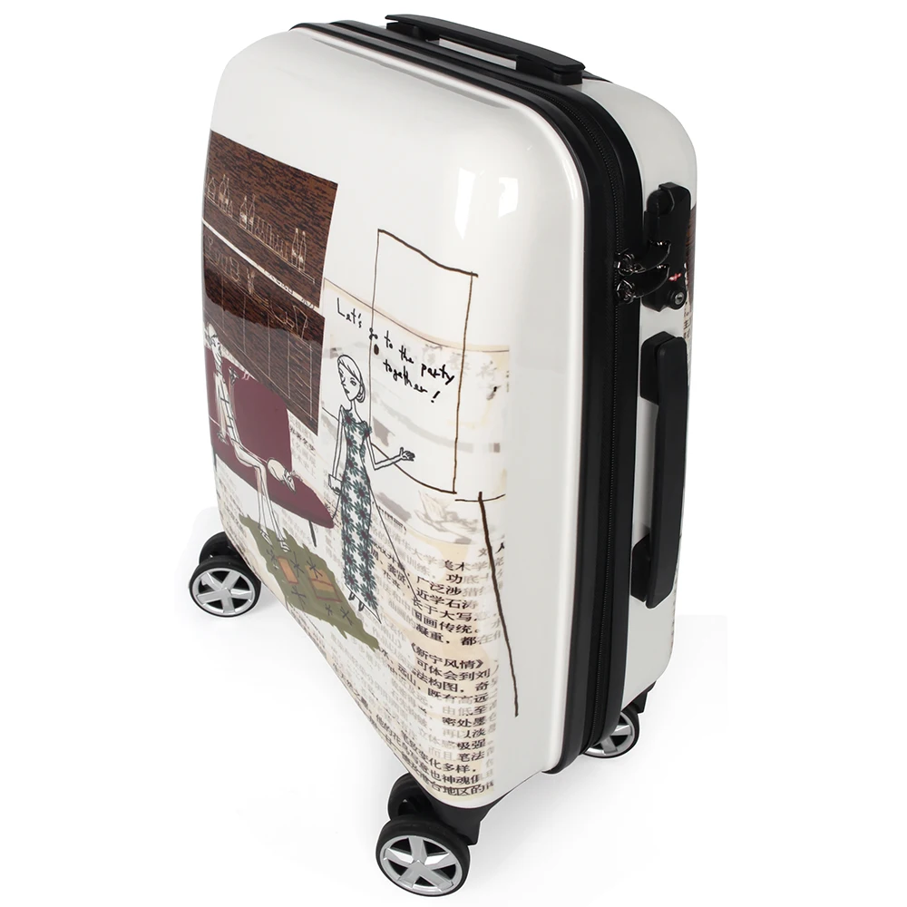 

NEWCOM Carry On Pattern Luggage Spinner Wheels 20 Inch Roller Upright with TSA Lock Graffiti Line Drawing ABS+PC