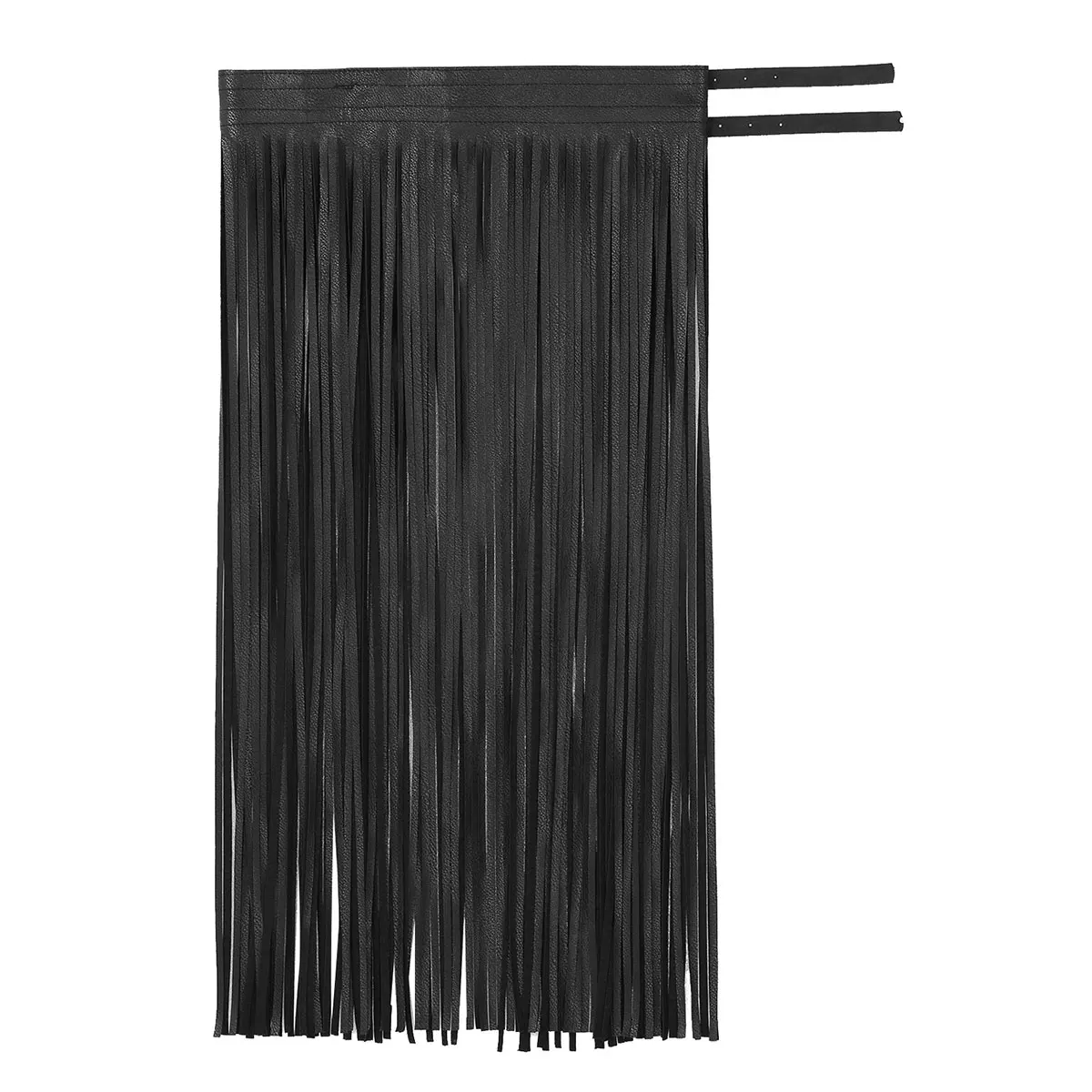 Women Ladies Music Festival Skirt Belt Leather Adjustable Double Buckles Gothic Punk Waistband Long Fringe Tassel |