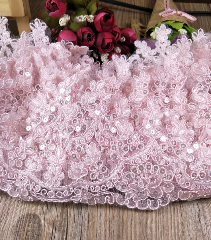 Лидер продаж 1 метр Высококачественная розовая Цветочная аппликация с кружевной