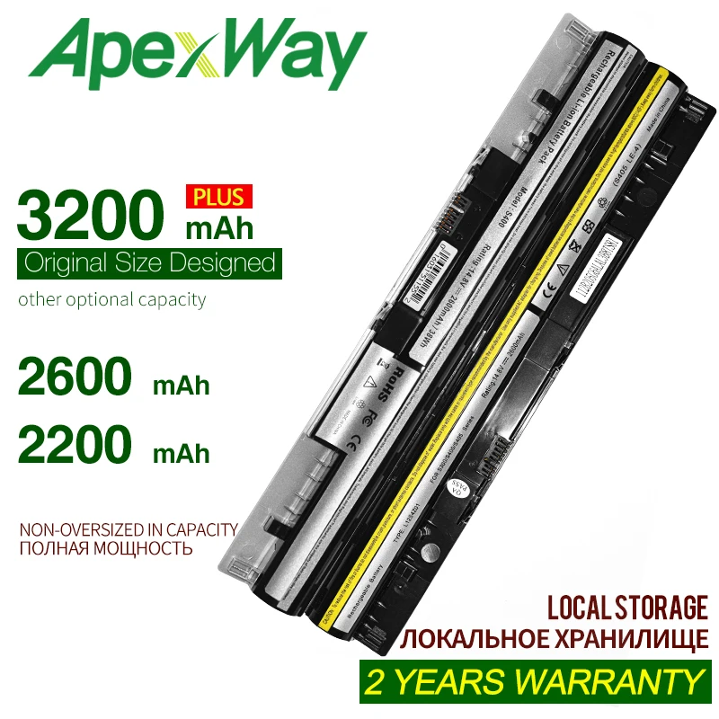 ApexWay Новый аккумулятор для ноутбука Lenovo IdeaPad S300 S310 Touch S400 S400u Series 4ICR17/65 L12S4L01