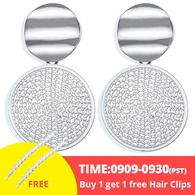 buy 1 get 1 free 17 км винтажные Золотые круглые металлические серьги-гвоздики с блестками для женщин, модные серьги с полой сеткой, корейские ювелирные изделия, вечерние серьги, подарок - Окраска металла: buy 1 get 1 free