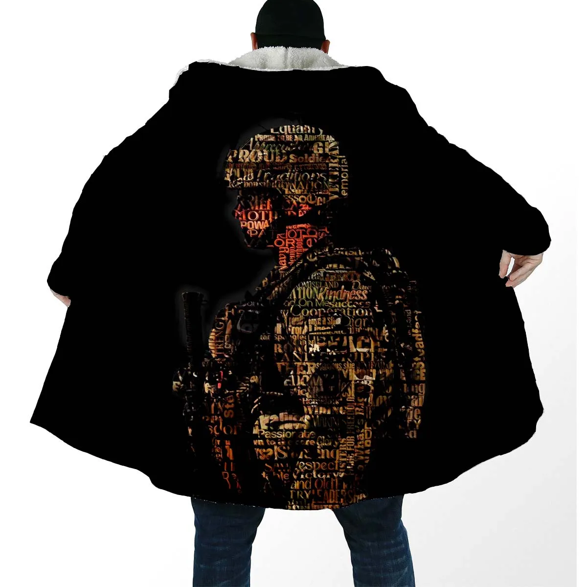 Толстая теплая накидка с капюшоном для женщин и мужчин Череп солдат армейская