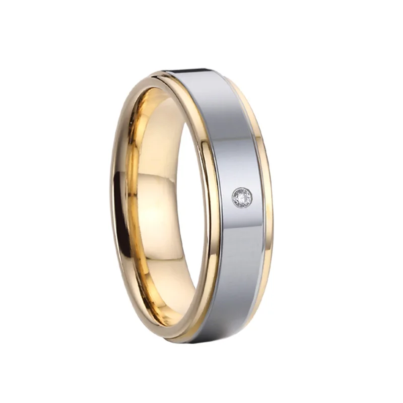 Обручальные кольца с фианитом 5 мм из нержавеющей стали|Обручальные кольца| |