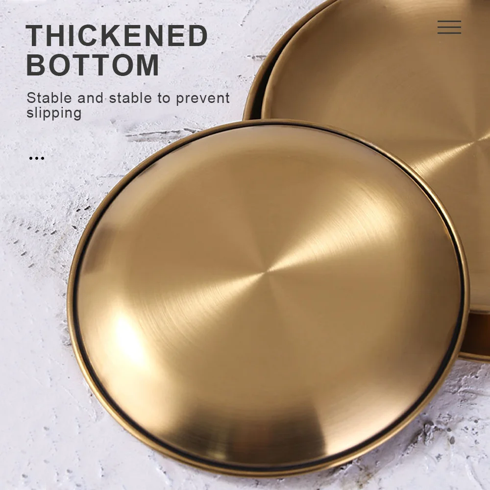 

assiettes de table Round Tray European Style Dinner Plates Stainless Steel Creative Kitchen accessories Tool Gift