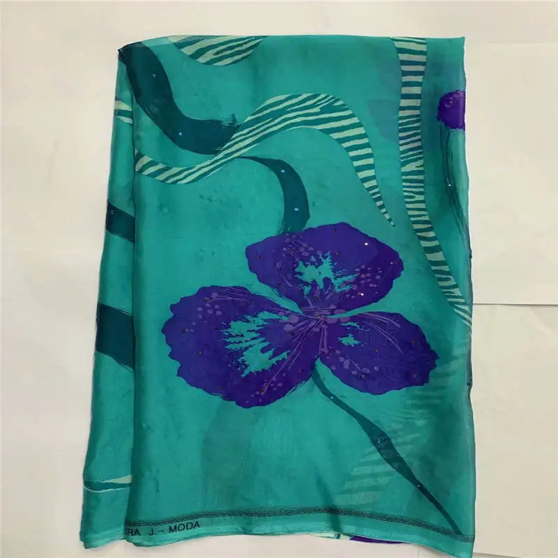 

2020 Fashion High Quality Silk Fabric For Lady Dress Embroidered Silk Fabric African Metallic Silk Fabric 5 Yards!LXF1010191