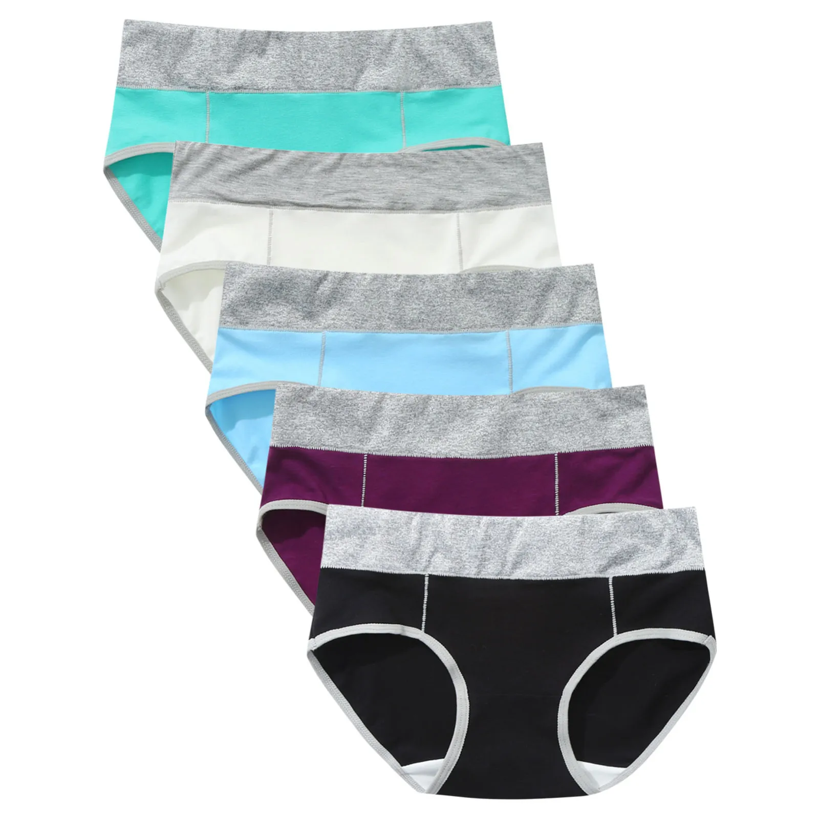 С высокой талией 5 шт./компл. хлопковые трусы для женщин из кусков Трусики брифы