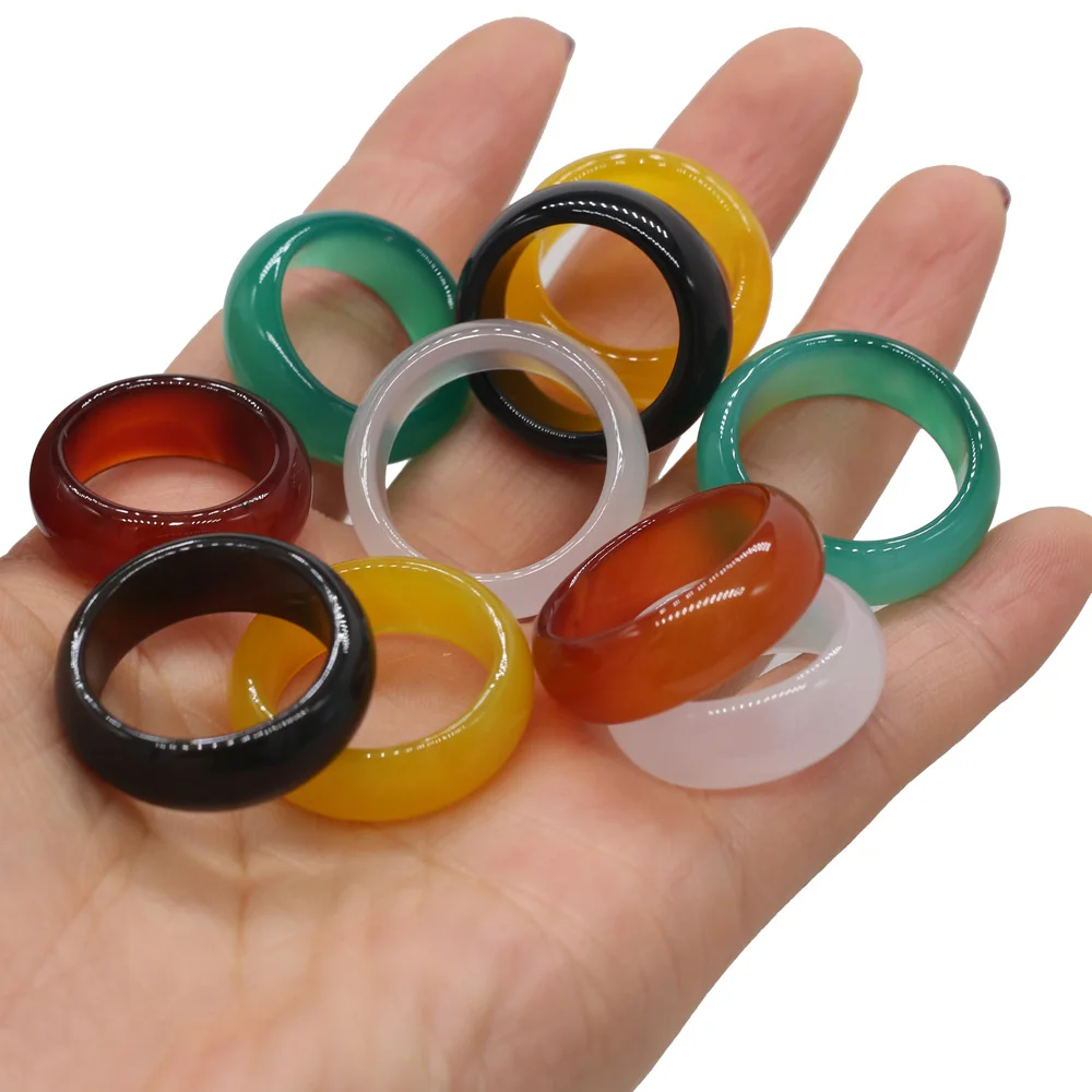 

Natural stone rings jewelry a diversity of stones two kinds of models Unisex Circle Natural Stone Finger Rings charms