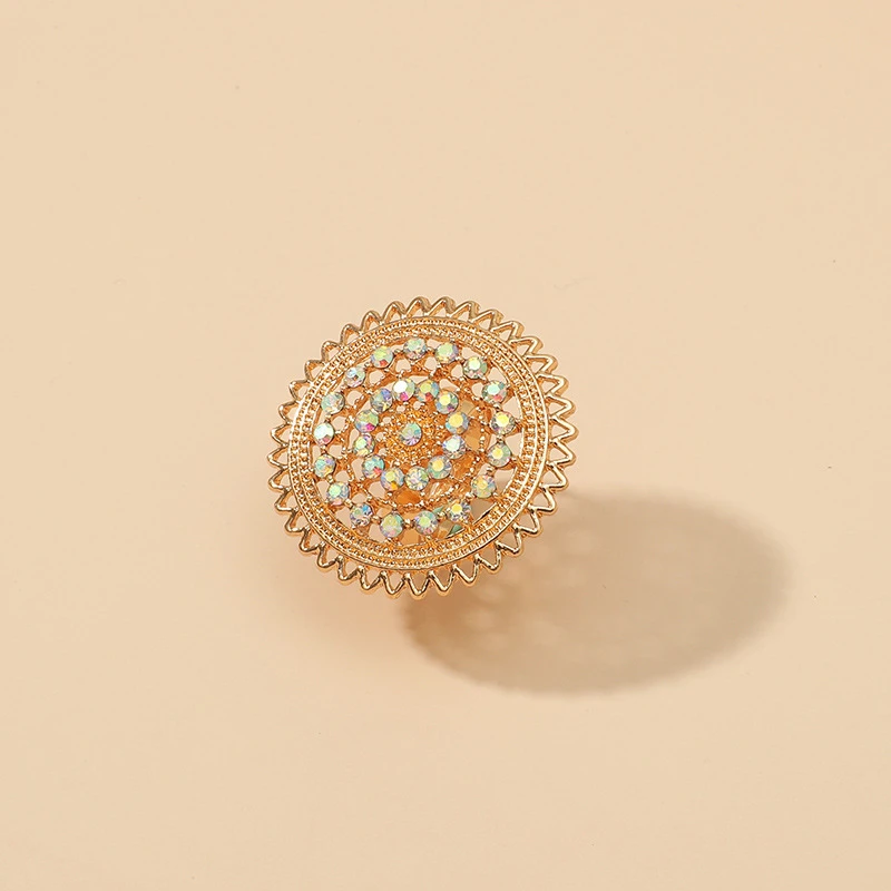 

Cosplay Round Hollow Out Diamond Ring Retro Folk-custom Ring Adult COS Accessories Props Christmas Halloween Gift