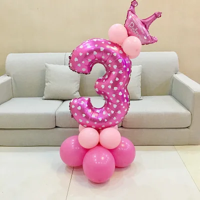 Pink 3 1 комплект воздушные шары в форме цифр номер Фольга воздушные шары на день рождения, свадьбу, Рождество вечерние Декор поставки на день рождения воздушные шары - Цвет: Pink 3