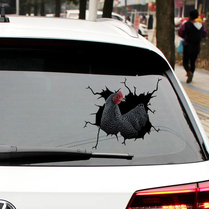 

50*50cm Cartoon Chickens Car Body Sticker Reflective Torn Metal Decal Window Waterproof 3D Car Styling Farm Auto Decoration