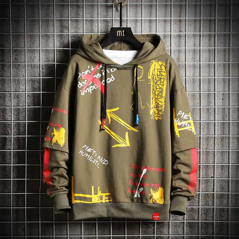 Army Green Hoodie SingleRoad мужские толстовки с капюшоном в стиле хип-хоп, толстовка с принтом, мужская мода, Harajuku, Японская уличная одежда, толстовки, черная толстовка с капюшоном для мужчин - Цвет: Army Green Hoodie