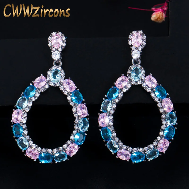 Новое поступление 2020 светильник голубые розовые круглые висячие серьги cwwzircon с