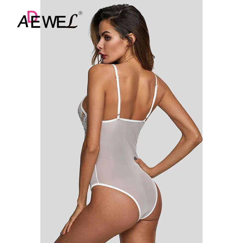 Женский боди с кружевной вставкой ADEWEL черный белый высокой талией без рукавов v