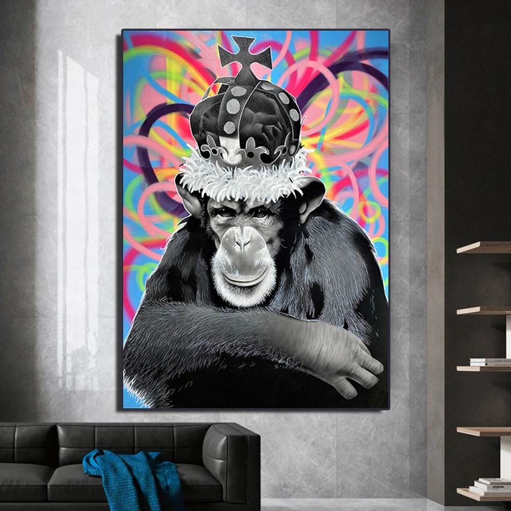 Современное искусство забавная обезьяна Gorillas одежда шляпы животные Картина на