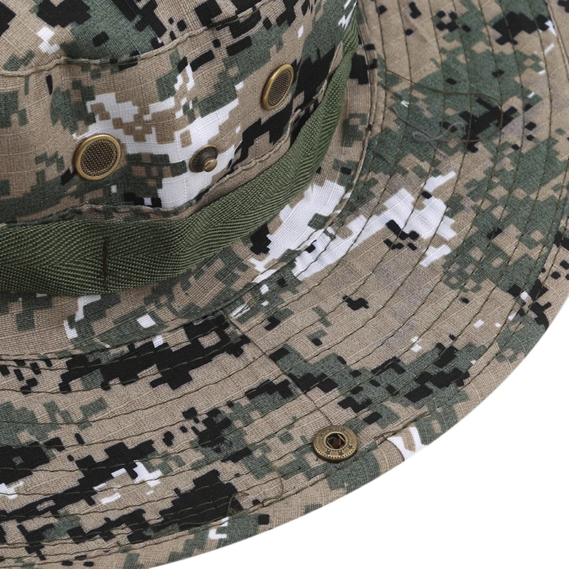 

Fashion Military Camouflage Bucket Hats Jungle Camo Fisherman Hat With Wide Brim Sun Fishing Bucket Hat Camping Caps Cotton Caps