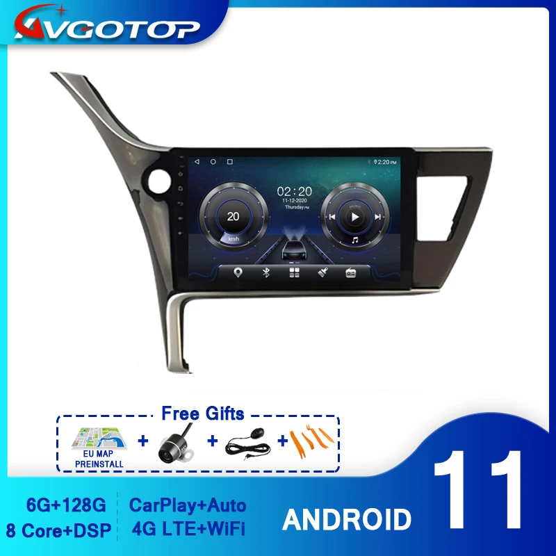 

Автомобильный мультимедийный плеер AVGOTOP, Android 11, для Toyota Corolla 2017, Азиатская версия, Автомагнитола для Carplay, Wi-Fi, GPS