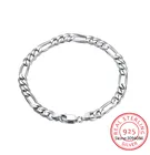 Итальянский мужской браслет из стерлингового серебра 925 пробы, 4 мм, 6 мм, 8 мм, 12 мм, браслет-цепочка Фигаро с алмазной огранкой для женщин и мужчин, широкий толстый браслет SB66