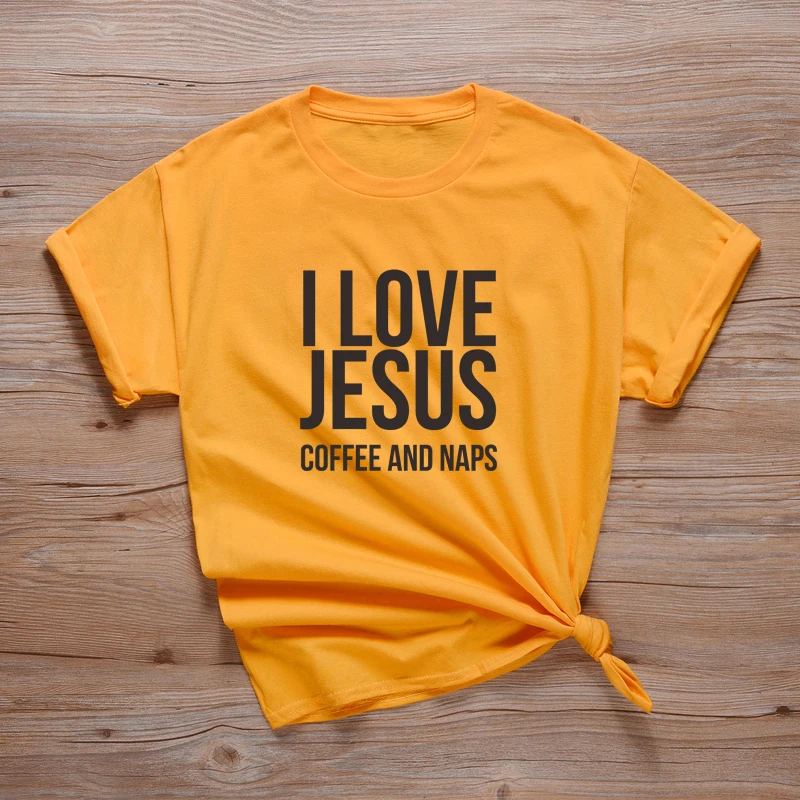 Футболка с надписью I Love Jesus Coffee And Naps женская уличная Эстетическая футболка для