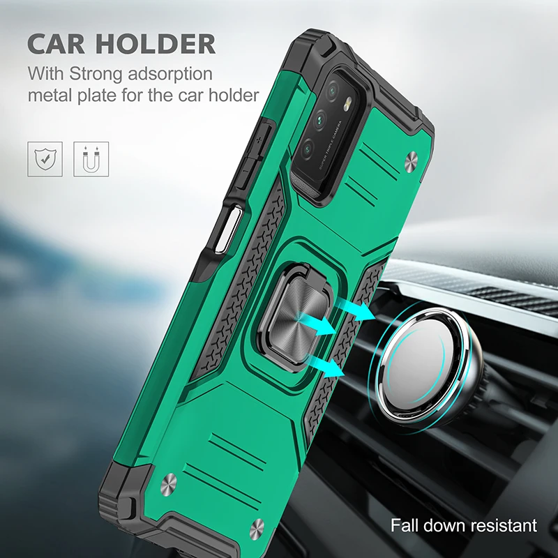 

for Xiaomi Redmi 9T Case Cover Car Holder Ring Case Strong Rugged Armor Shockproof Case for Xiaomi Redmi 9T 9 T