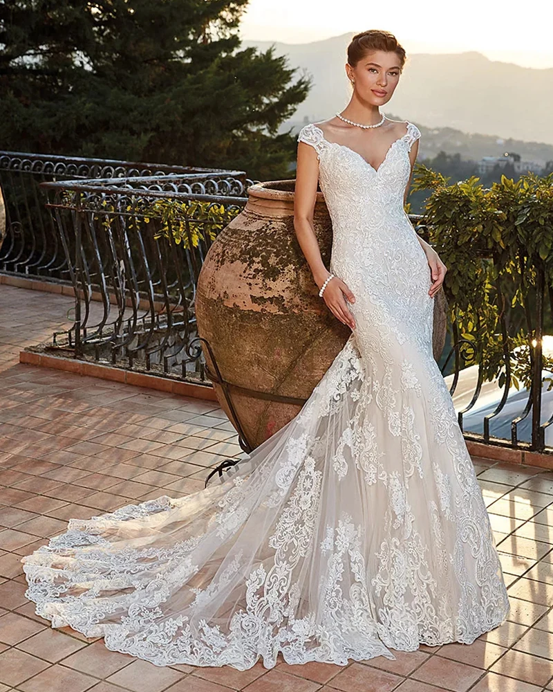 Vestidos de Novia Sereia Свадебные платья с v-образным вырезом из тюля с русалочкой простое платье принцессы Hochzeitskleid свадебное платье