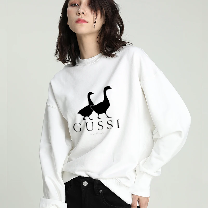 Женские толстовки Харадзюку большие размеры милый Гусь Ga зима 2019 модный стиль