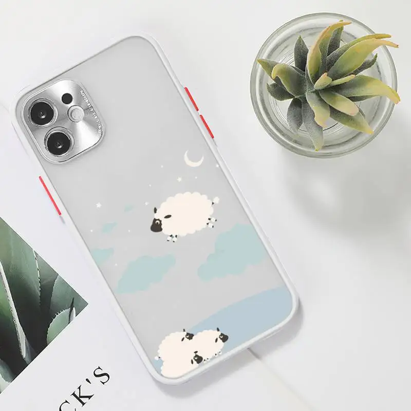 Милый прозрачный матовый чехол для телефона с овечкой IPhone 7 8 11 12 S Mini Pro X XS XR MAX Plus -