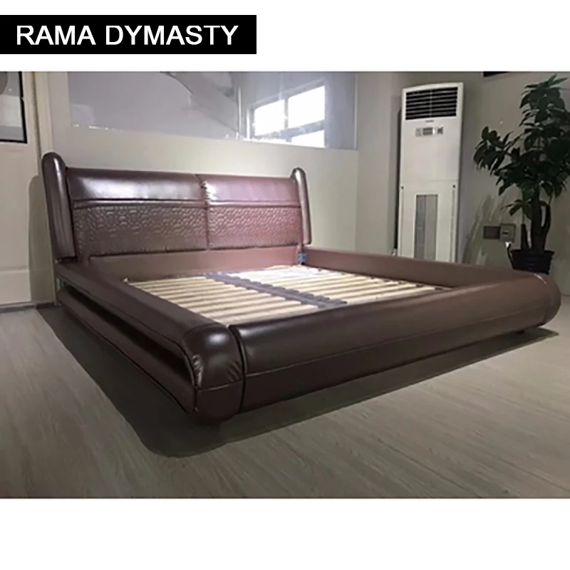 Мягкая кровать RAMA DYMASTY из натуральной кожи двуспальная современный