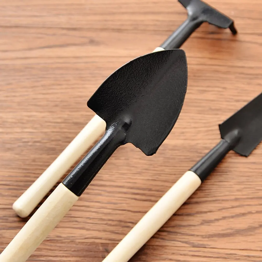 

3pcs/Set Mini Gardening Tools Wood Handle Stainless Steel Potted Plants Shovel Rake Spade for Flowers Potted Plant