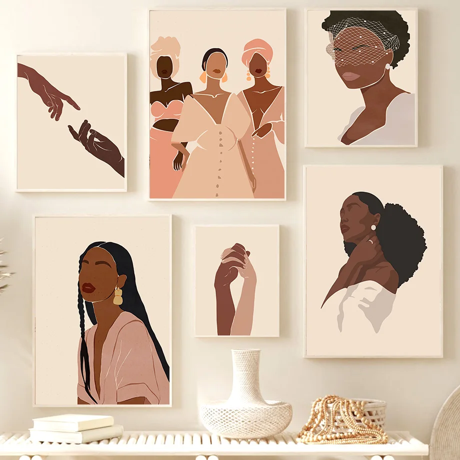 

Africa Black Girl Hands Abstract Illustration Nordic Posters And Prints Wall Art Canvas Painting Pictures For Living Room Decor