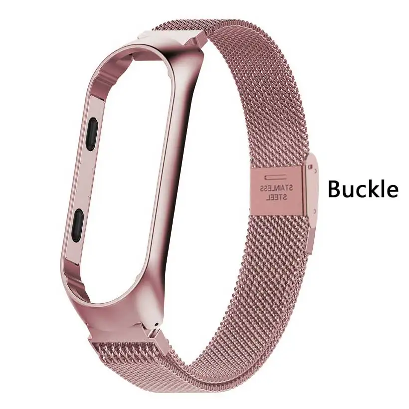 Buckle Rose Pink Rovtop ремешок для Xiaomi Mi группа 3 ремешок для Xiaomi Mi группа 3 браслет для Xiaomi Mi группа 3 металлические Безвинтовые нержавеющая сталь - Цвет: Buckle Rose Pink