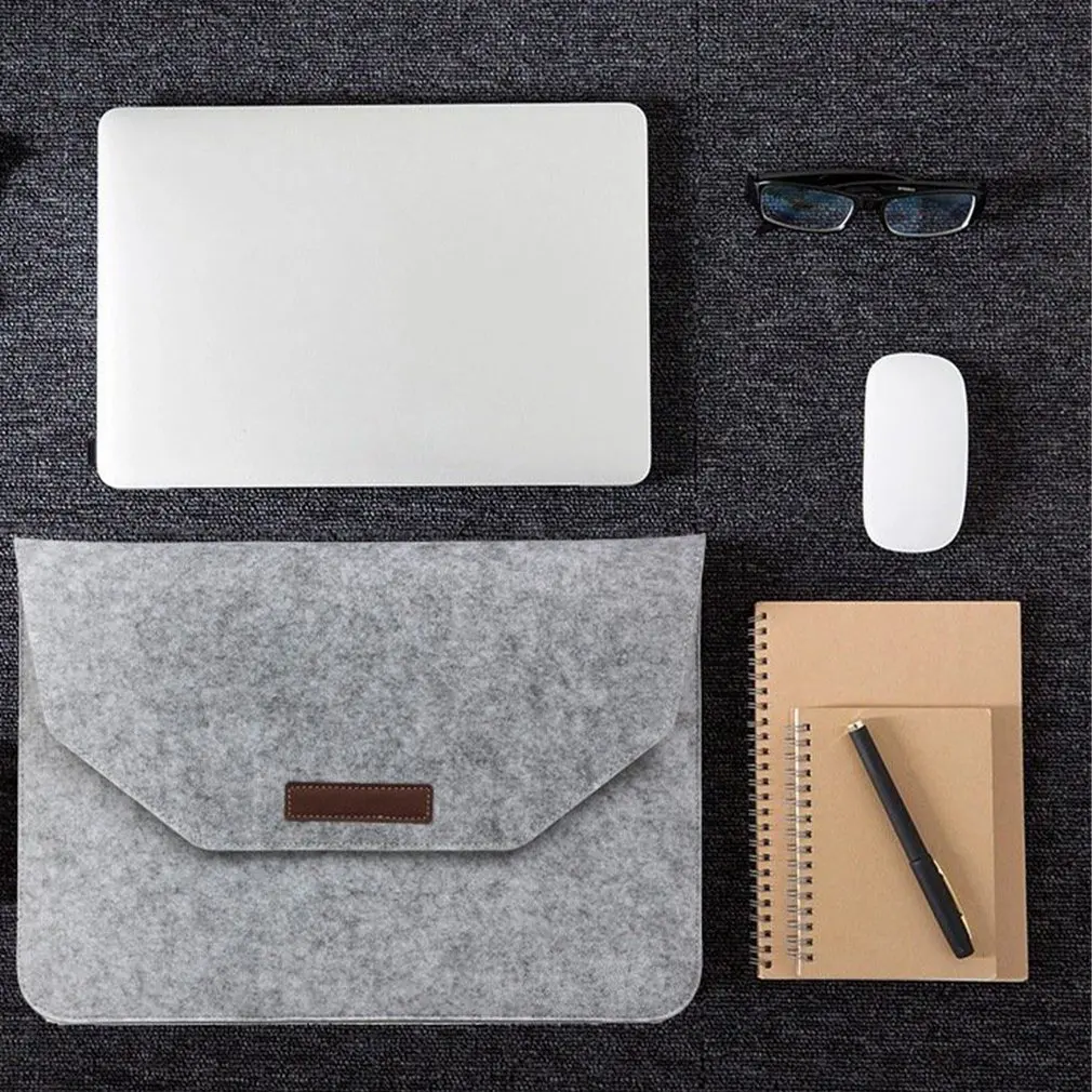 

Soft Sleeve Wool Felt Laptop Bag For Macbook Notebook Laptop 12inch 15inch PC Case Cover Pc Accessories